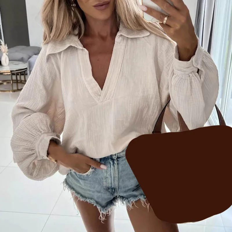 Solid Women Casual Tops Ladies Fashion Long Sleeve Blouse Elegant Turn-Down Collar Button Loose Simple Lady Shirt Pullover
Solid Women Casual Tops Ladies Fashion Long Sleeve Blouse Elegant Turn-Down Collar Button Loose Simple Lady Shirt Pullover