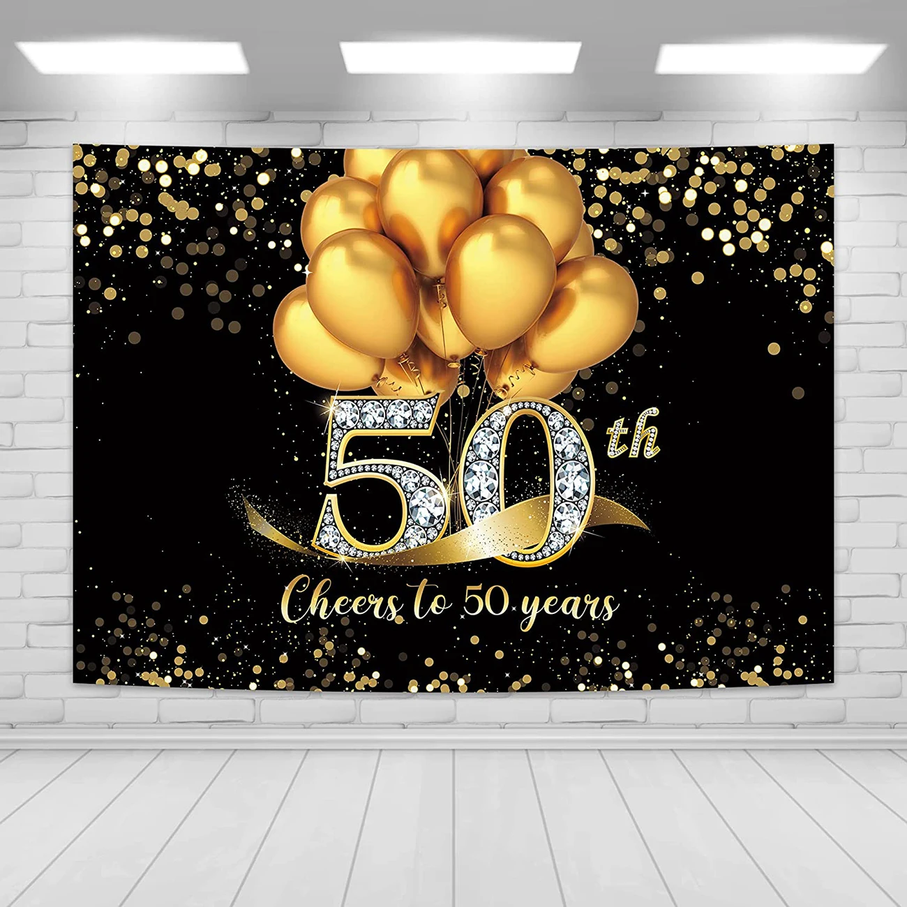 50th Birthday Backdrop Balloon Black Gold Cheers to 50 Years Old Shiny Sequin Dot Diamond Women Photography Background Photo
50th Birthday Backdrop Balloon Black Gold Cheers to 50 Years Old Shiny Sequin Dot Diamond Women Photography Background Photo