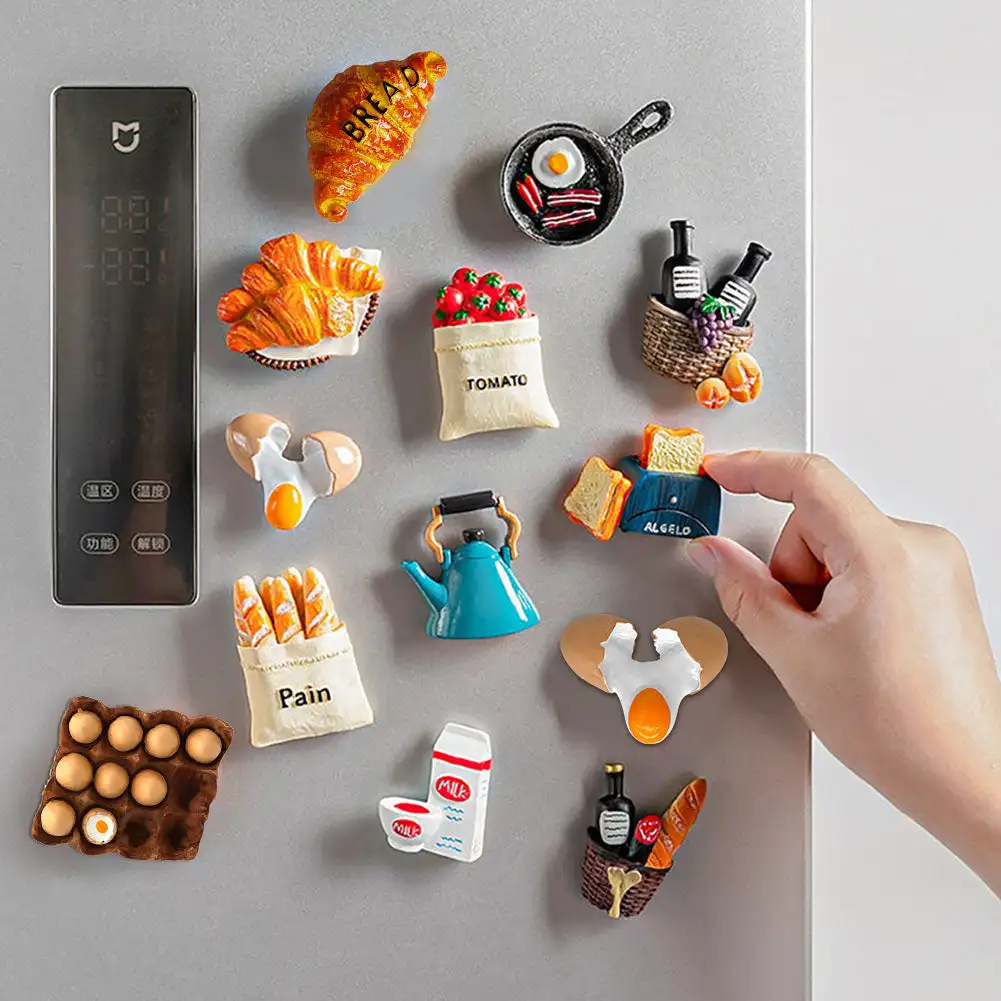 3D томатный сковорода для яиц, чайник, модель молока, магниты на холодильник, коллекция фотографий на стену, милый сувенир, подарок, доска для ...