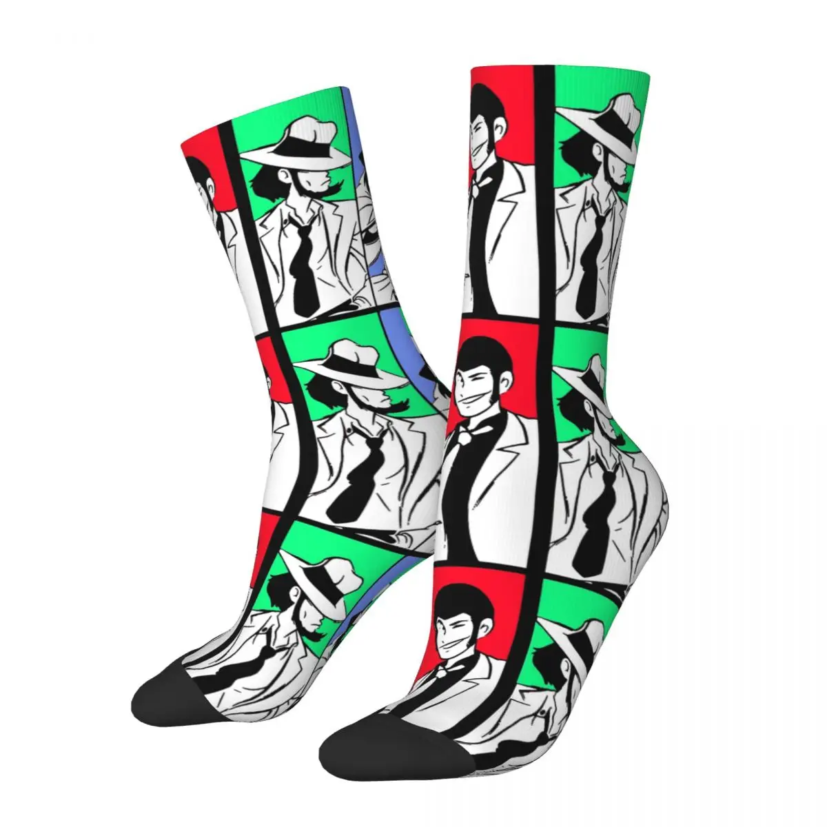 

Funny Crazy Sock for Men Lupin Jigen Goemon Hip Hop Vintage Gunslinger Happy Quality Pattern Printed Boys Crew compression Sock