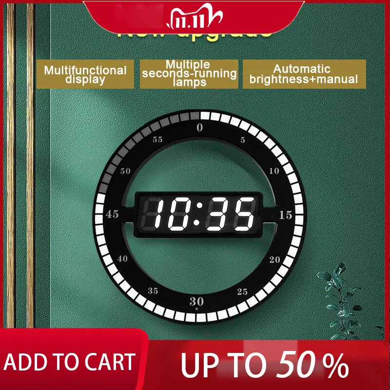 Modern Led Digital Large Wall Clock 3D Luminous Silent Electronic Creativity Jump Second Clock Home Decoration
Modern Led Digital Large Wall Clock 3D Luminous Silent Electronic Creativity Jump Second Clock Home Decoration