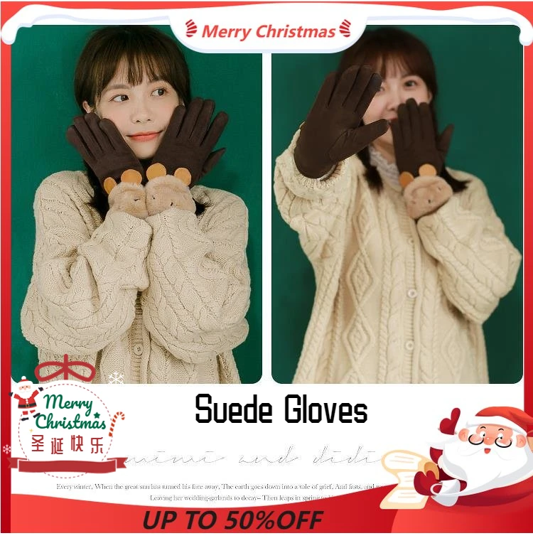 1 Pair Suede Gloves Autumn Winter Padded Warm Gloves Girls Korean Fashion Cute Gloves Winter Thicken Touch Screen Riding Gloves
1 Pair Suede Gloves Autumn Winter Padded Warm Gloves Girls Korean Fashion Cute Gloves Winter Thicken Touch Screen Riding Gloves