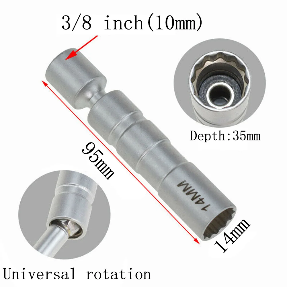 

1pc 14mm 16mm Spark Plug Socket Wrench Thin Wall 3/8" Drive Universal Rotation For BMW For Benz Car Repair Tool