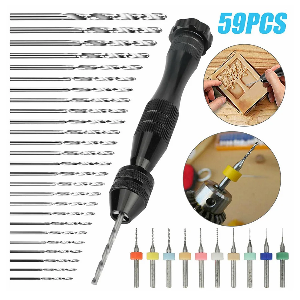 59pcs Mini PCB Drill Bits Micro Hand Drilling Set DIY Model Craft Rotary Tools Kit Pin Vise Alloy Hand Drill Wood
59pcs Mini PCB Drill Bits Micro Hand Drilling Set DIY Model Craft Rotary Tools Kit Pin Vise Alloy Hand Drill Wood