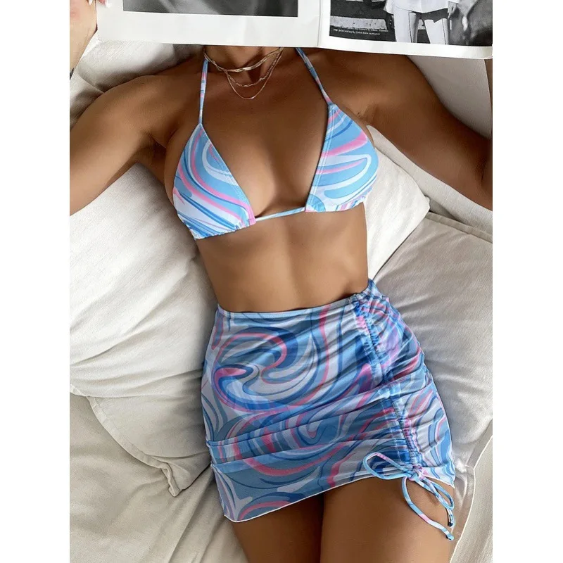 New Striped Print Three Pieces Bikini Set with Beach Skirt Swimwear Women Swimsuit Female Halter Bikini Bather Bathing Suit
New Striped Print Three Pieces Bikini Set with Beach Skirt Swimwear Women Swimsuit Female Halter Bikini Bather Bathing Suit