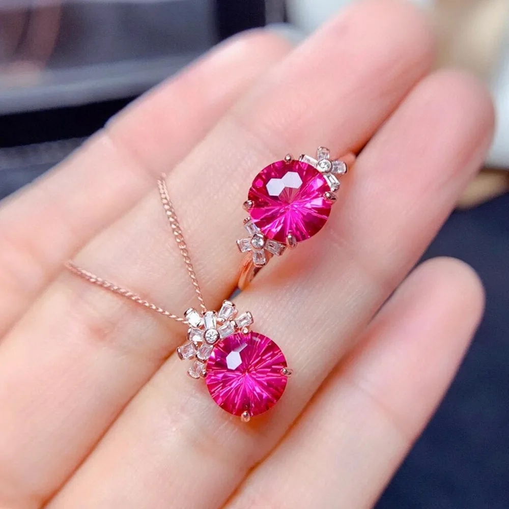 Chic 14k Rose Gold Filled Fine Jewelry Sets Red Crystal Ruby Gemstones Diamonds Pendant Necklaces & Rings for Women Party Gifts
Chic 14k Rose Gold Filled Fine Jewelry Sets Red Crystal Ruby Gemstones Diamonds Pendant Necklaces & Rings for Women Party Gifts
