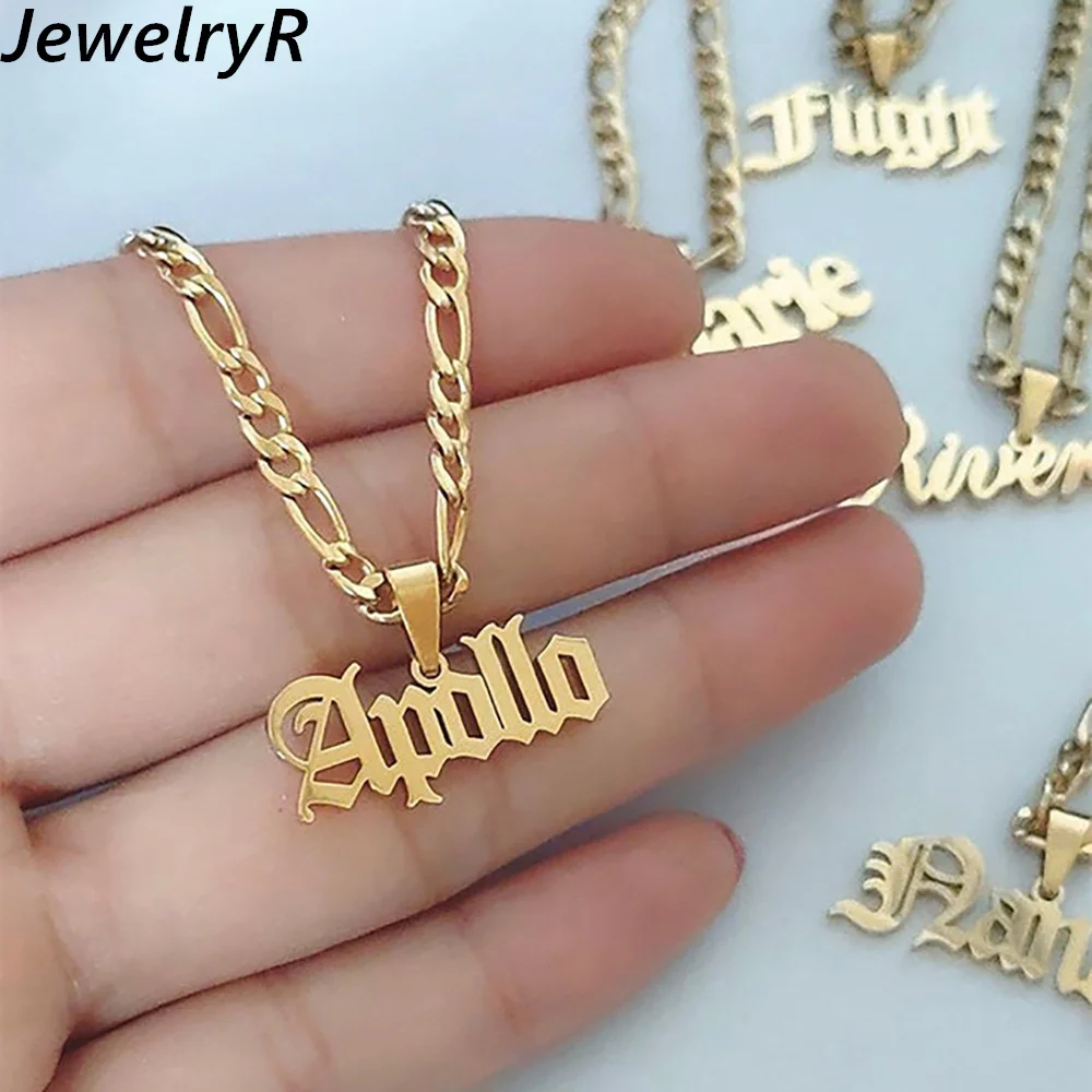 JewelryR Personality Custom Old English Necklace Stainless Steel Figaro Chain Nameplate Pendant Choker Jewelry For Unisex Gift
JewelryR Personality Custom Old English Necklace Stainless Steel Figaro Chain Nameplate Pendant Choker Jewelry For Unisex Gift