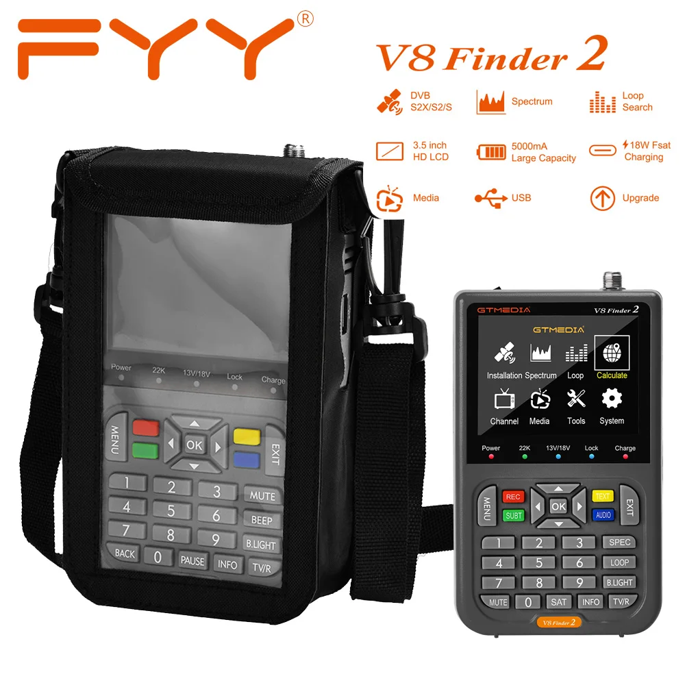 GTMEDIA V8 Finder 2 Digital Satellite Signal Finder DVB-S/S2/S2X HD 1080P H.264 MPEG-2/4 Satfinder TV Satlink LNB Short Protect
GTMEDIA V8 Finder 2 Digital Satellite Signal Finder DVB-S/S2/S2X HD 1080P H.264 MPEG-2/4 Satfinder TV Satlink LNB Short Protect