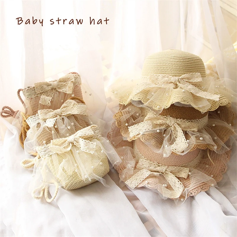 Toddler Kids Casual Beach Caps Wide Trim Design Pearls Mesh Lace Bow Embellished Summer Sun protection Straw Hat for Baby Girls
Toddler Kids Casual Beach Caps Wide Trim Design Pearls Mesh Lace Bow Embellished Summer Sun protection Straw Hat for Baby Girls
