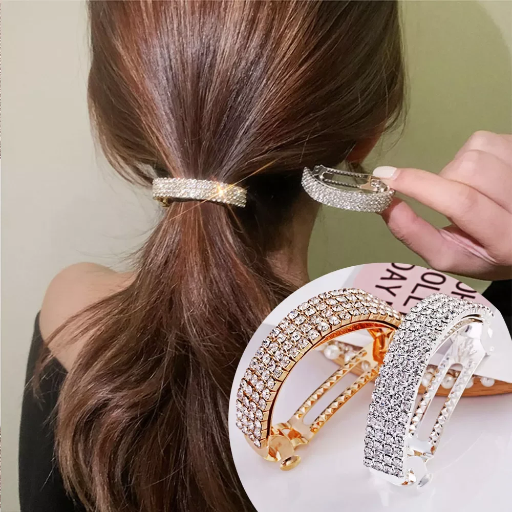 Fashion Golden Silver Alloy Barrettes Shiny Crystal Strong Spring Hair Clip For Women Ponytail Tail Holder Hair Accessories
Fashion Golden Silver Alloy Barrettes Shiny Crystal Strong Spring Hair Clip For Women Ponytail Tail Holder Hair Accessories