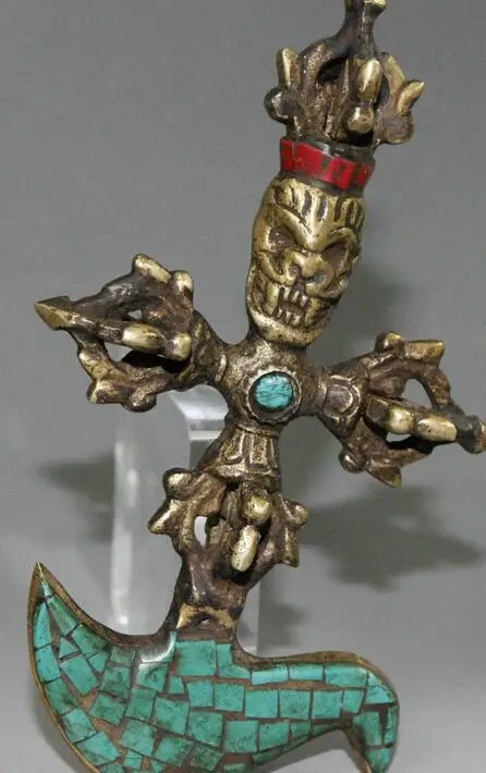 Old Tibet Tibetan Turquoise Bronze Manjushri Wisdom Sword Vajra Dorje 
Old Tibet Tibetan Turquoise Bronze Manjushri Wisdom Sword Vajra Dorje