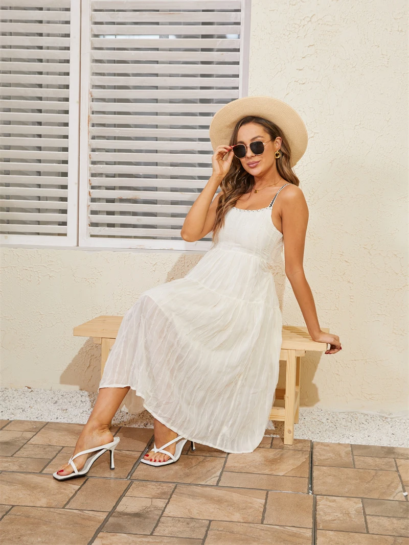 Bandage Backless White Chiffon Long Dress Sleeveless Slip Sexy Ladies Dress Vintage Elegant Summer Beach Maxi Dresses For Women
Bandage Backless White Chiffon Long Dress Sleeveless Slip Sexy Ladies Dress Vintage Elegant Summer Beach Maxi Dresses For Women