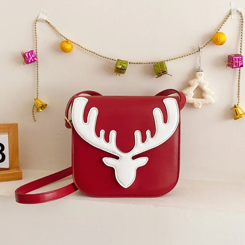 

Рождественская креативная женская сумка через плечо, маленькие дизайнерские сумки-тоуты с оленем, сумки через плечо для девушек, дамские сумочки, маленькая квадратная сумка