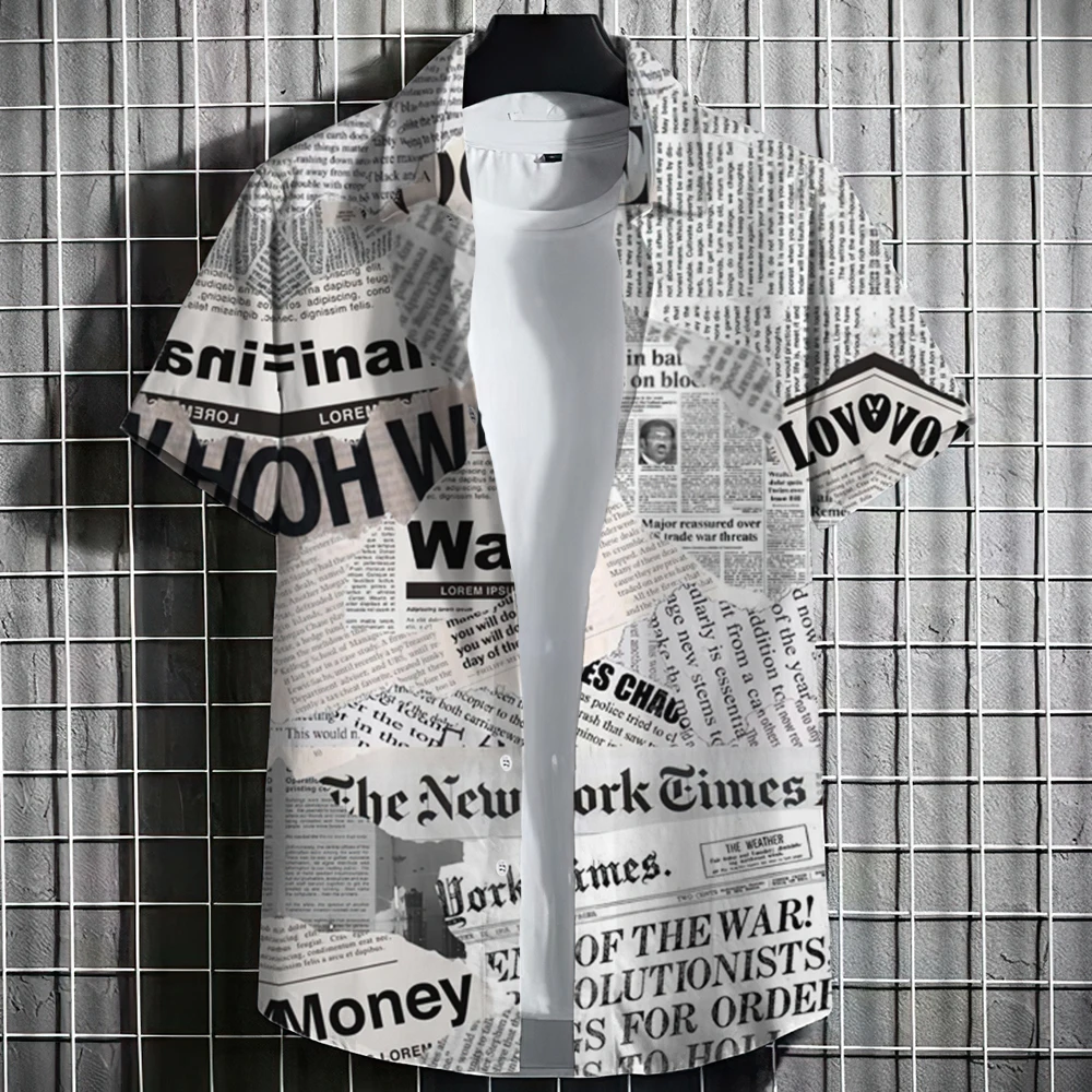 Men's Large Shirt 3d Newspaper Pattern Casual Summer Fashion Short Sleeve Top Street New Style Boy Daily Travel Seaside Holiday
Men's Large Shirt 3d Newspaper Pattern Casual Summer Fashion Short Sleeve Top Street New Style Boy Daily Travel Seaside Holiday