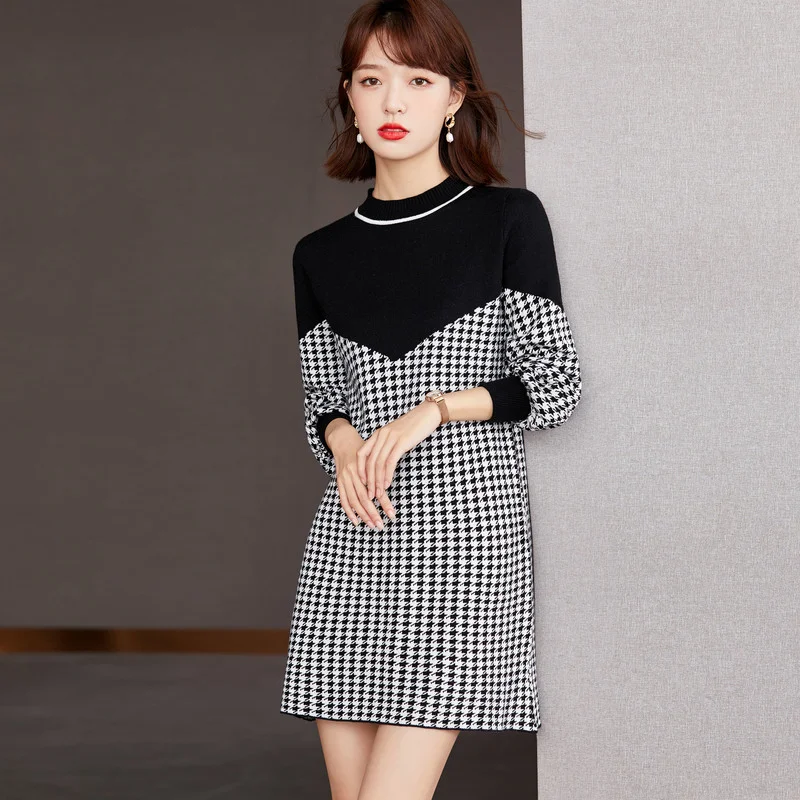 Женское клетчатое платье, вечернее вязаное весенне-осеннее платье с длинным рукавом и О-образным вырезом, женская одежда А-силуэта до колен...
Женское клетчатое платье, вечернее вязаное весенне-осеннее платье с длинным рукавом и О-образным вырезом, женская одежда А-силуэта до колен...