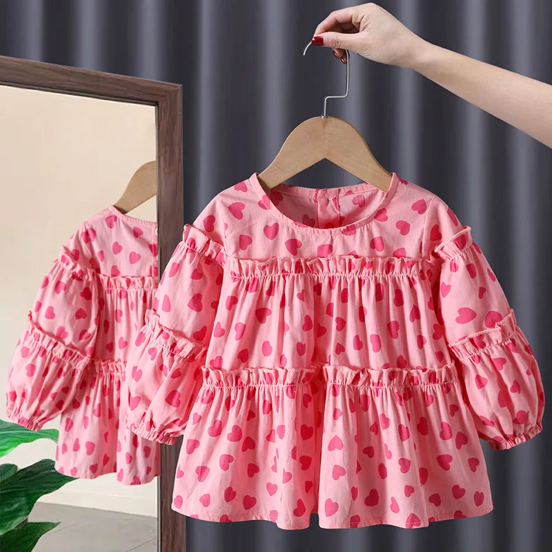 Pink Long Sleeve Blouses 2022 Spring Korean Kids Little Girls Clothes Heart Print Ruffles Shirts 1-6 Years Children Blusas Tops
Pink Long Sleeve Blouses 2022 Spring Korean Kids Little Girls Clothes Heart Print Ruffles Shirts 1-6 Years Children Blusas Tops