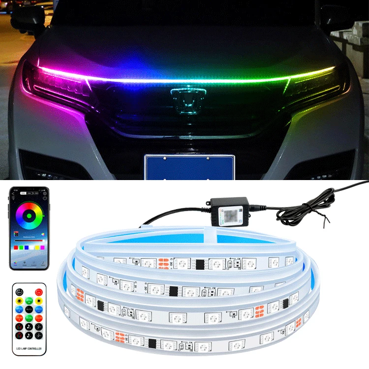 1.8m Newest LED Car Hood Light Daytime Running Lights Auto Remote App RGB Flowing Turn Signal Guide Thin Strip Lamp Styling 12V
1.8m Newest LED Car Hood Light Daytime Running Lights Auto Remote App RGB Flowing Turn Signal Guide Thin Strip Lamp Styling 12V