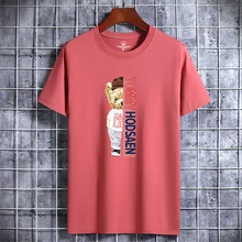 Summer Mens T-shirt Tee Shirts Men Casual T-shirt Simple Bear Print Tshirt Cotton Over Size O-Neck Short Sleeve Man Tops