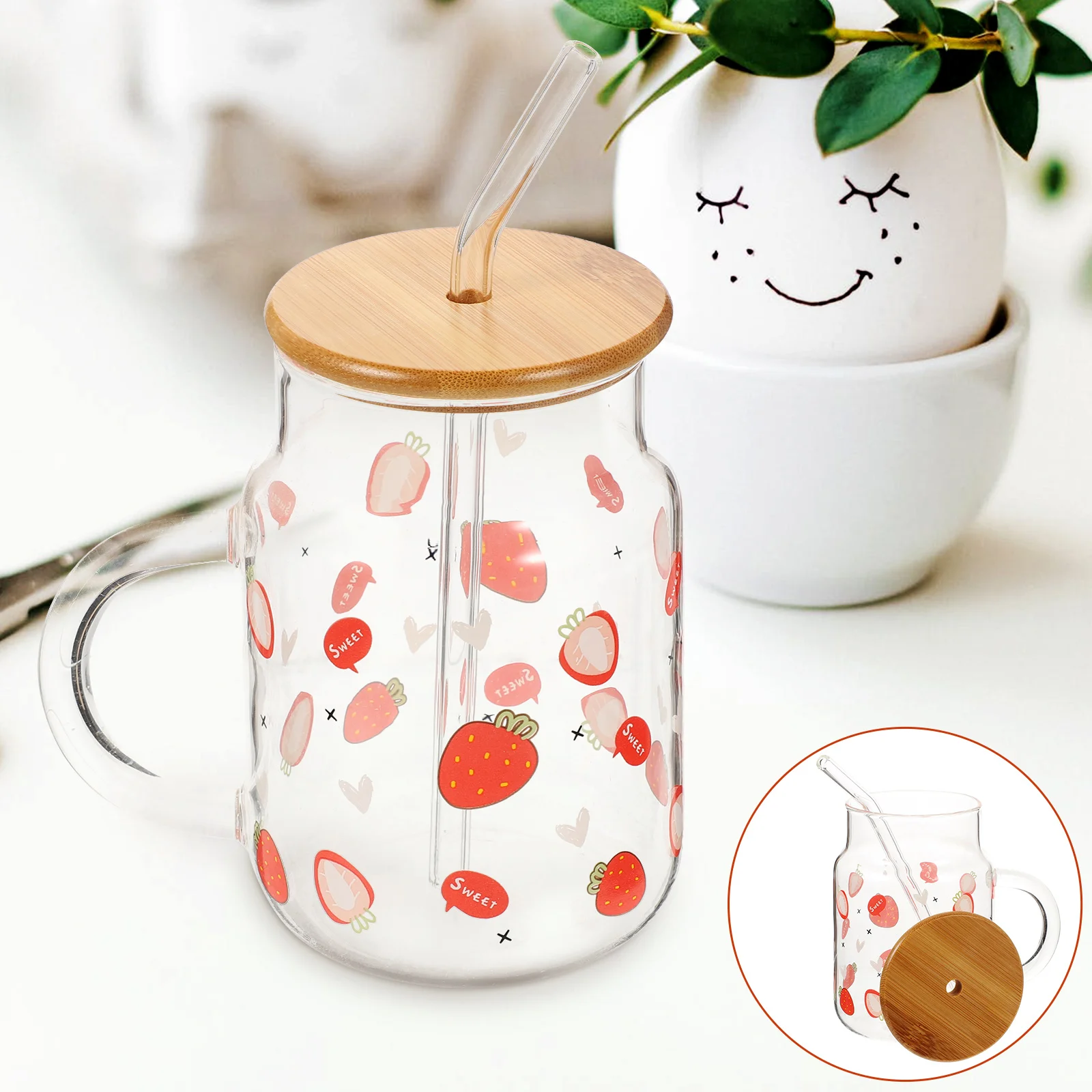 1 Set of Glass Coffee Cup Covered Glass Cup Straw Design Water Cup Beverage Cup with Wood Lid
1 Set of Glass Coffee Cup Covered Glass Cup Straw Design Water Cup Beverage Cup with Wood Lid