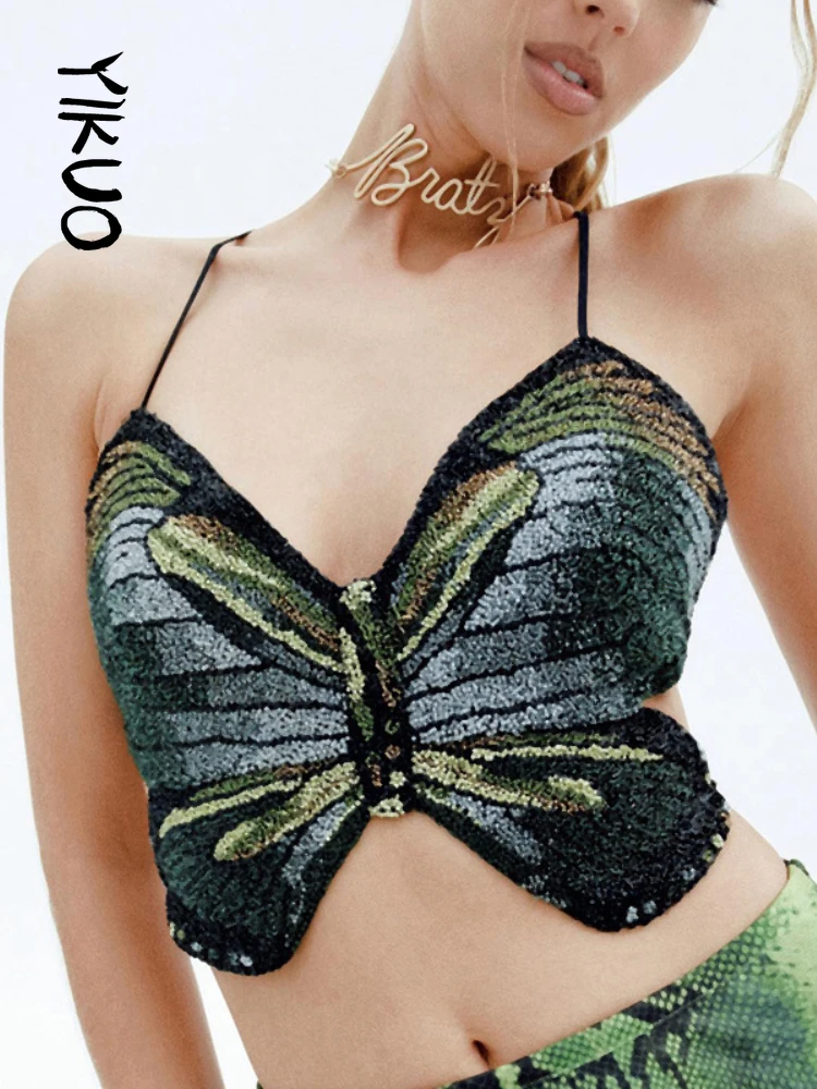 YIKUO Women Vintage Camisole Butterfly Pattern Sleeveless Sling Shoulder Straps Backless Tie Up Straps Crop Tops Y2K Vest Summer
YIKUO Women Vintage Camisole Butterfly Pattern Sleeveless Sling Shoulder Straps Backless Tie Up Straps Crop Tops Y2K Vest Summer