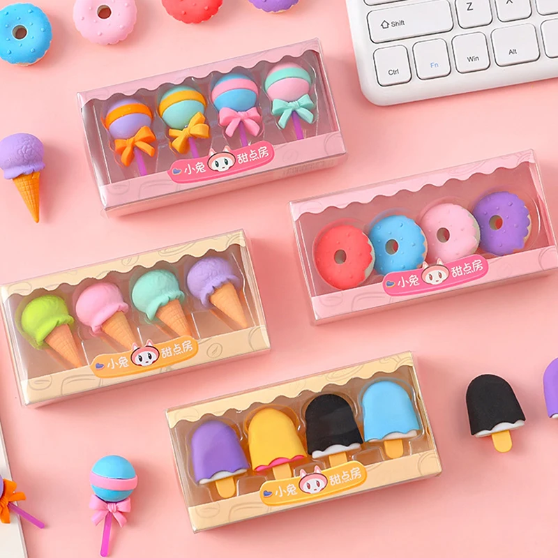 4pcs Yummy Dessert Erasers Set Mini Lollipop Icecream Popsicle Donuts Rubber Pencil Eraser for Kids School Student Award eraser
4pcs Yummy Dessert Erasers Set Mini Lollipop Icecream Popsicle Donuts Rubber Pencil Eraser for Kids School Student Award eraser