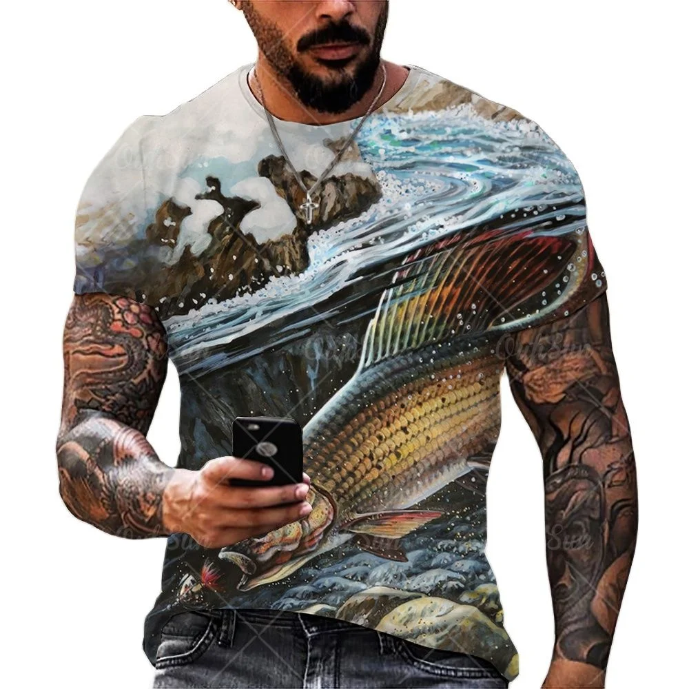 Summer outdoor printing 3d pattern fishing fish patttern men's shirt around neck short sleeve loose oversized t-shirts tops
Summer outdoor printing 3d pattern fishing fish patttern men's shirt around neck short sleeve loose oversized t-shirts tops