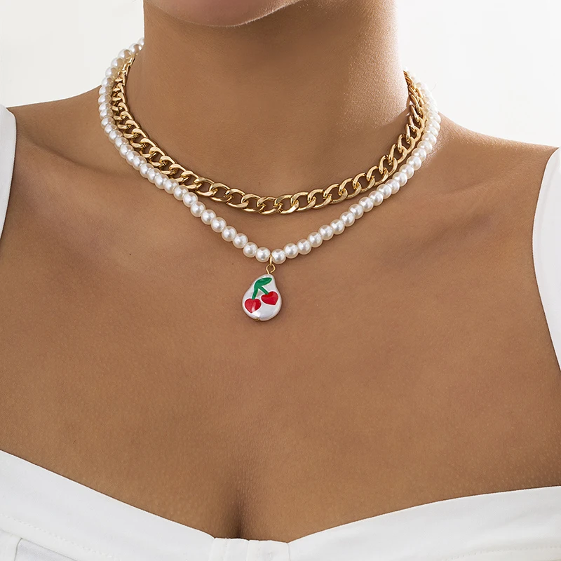 Fashion Pearl Necklace for Women Punk Layered Gold Chains Necklaces Girl Irregular Fruit Pendant Cuban Link Chain Jewelry Gift
Fashion Pearl Necklace for Women Punk Layered Gold Chains Necklaces Girl Irregular Fruit Pendant Cuban Link Chain Jewelry Gift
