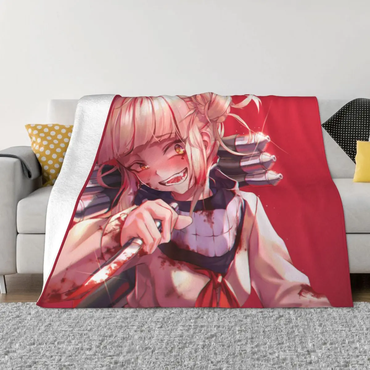 

Himiko Toga Flannel Throw Blankets Boku No My Hero Academia Anime Blanket for Home Bedroom Ultra-Soft Bedroom Quilt