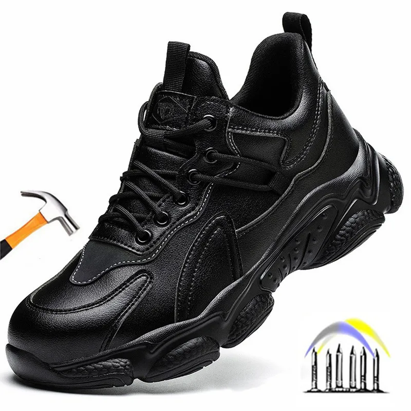 black waterproof work shoes with steel toe anti puncture protective shoes leather safety shoes anti slip work sneakers for men
black waterproof work shoes with steel toe anti puncture protective shoes leather safety shoes anti slip work sneakers for men