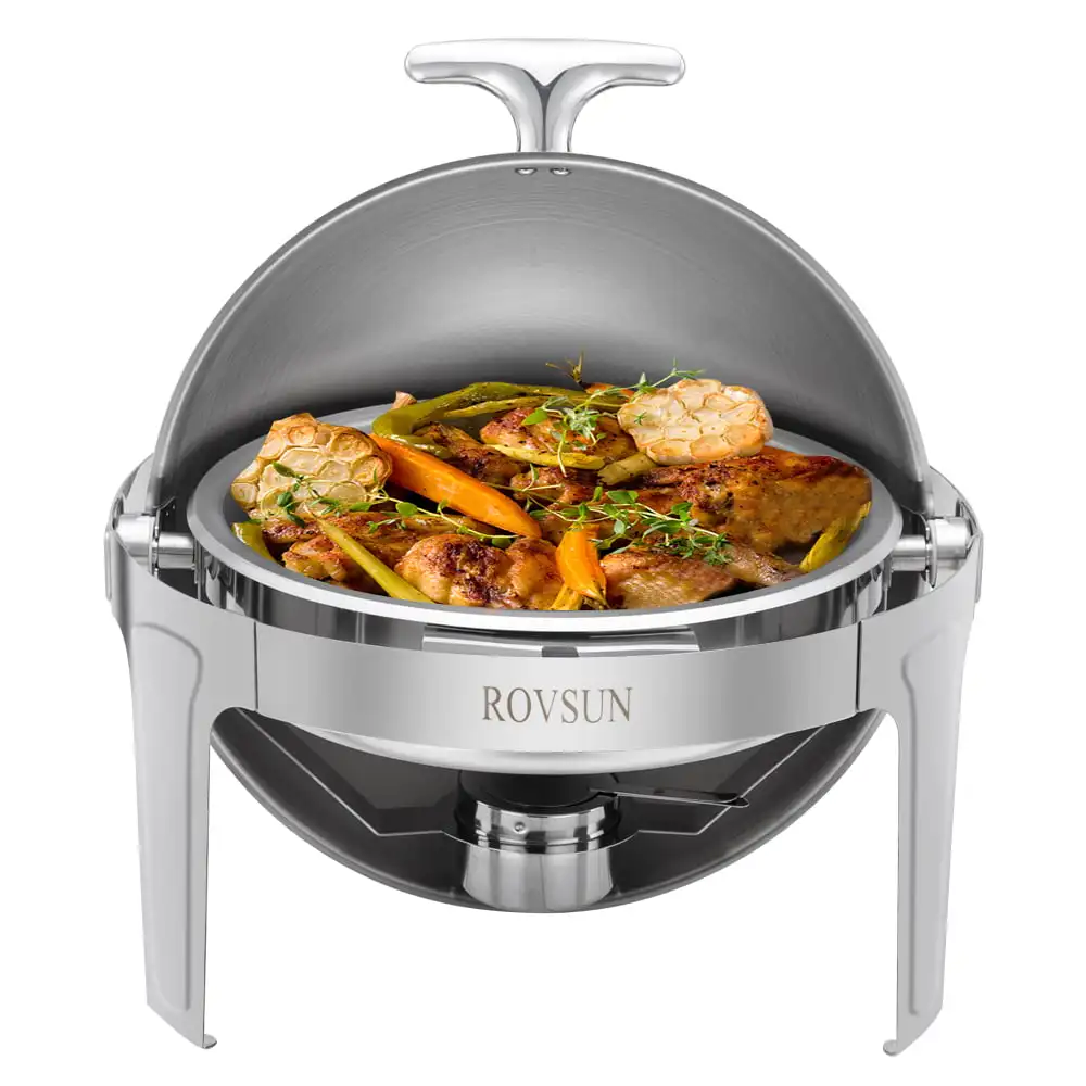 Chafing Dish Buffet Set,6 Quart Roll Top Stainless Steel Chafer, Round Set with Food Pan, Water Pan and Holders, for Wedding, P
Chafing Dish Buffet Set,6 Quart Roll Top Stainless Steel Chafer, Round Set with Food Pan, Water Pan and Holders, for Wedding, P