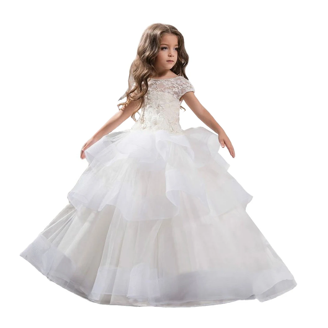 Детское платье принцессы с оборками в несколько рядов и цветочным принтом, с V-образным вырезом на спине и рукавом-крылышком, длинное платье для первого причастия, кружевное платье 
Детское платье принцессы с оборками в несколько рядов и цветочным принтом, с V-образным вырезом на спине и рукавом-крылышком, длинное платье для первого причастия, кружевное платье