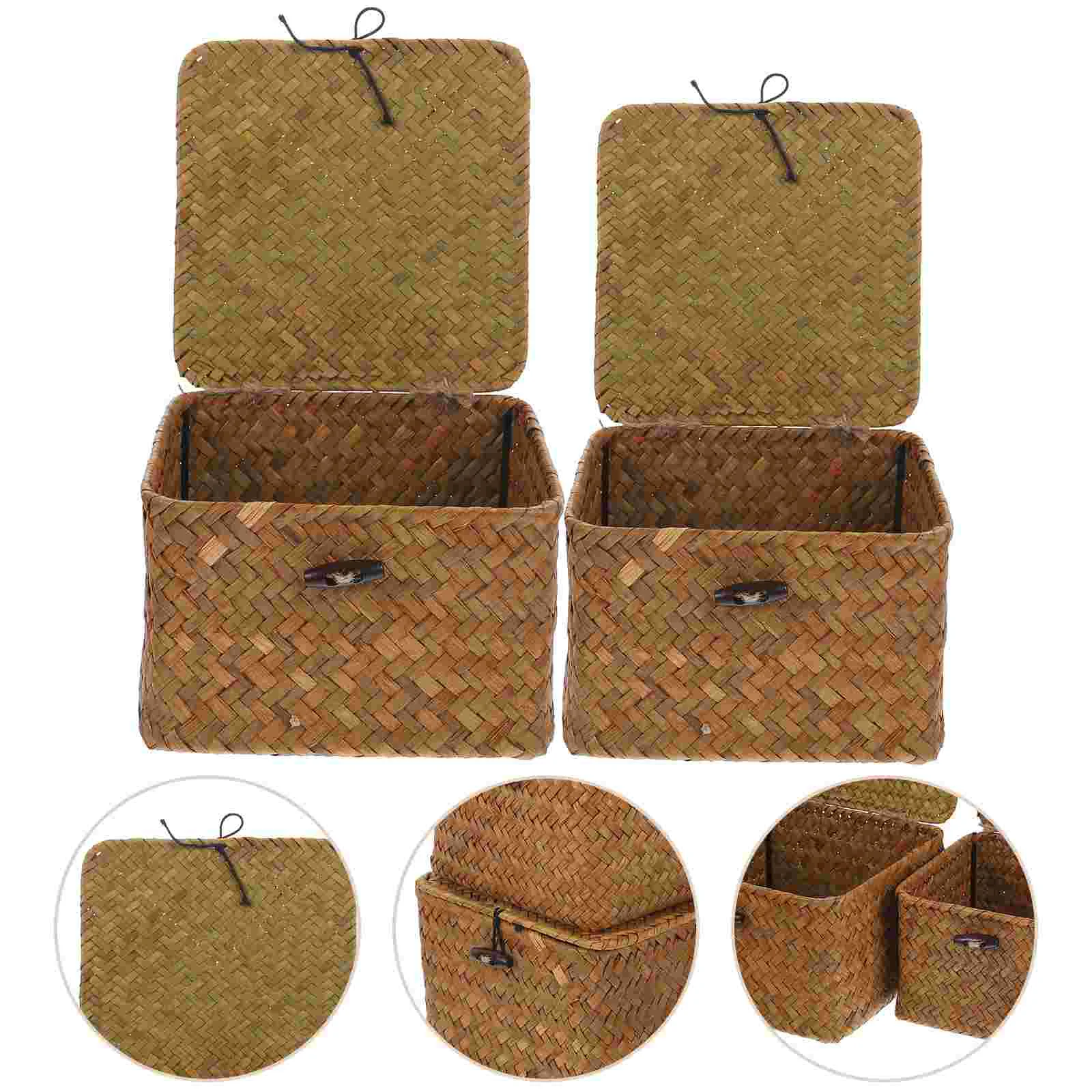 2 Pcs Natural Tissue Containers Small Basket Lid Iron Square Storage Car Holder Woven
2 Pcs Natural Tissue Containers Small Basket Lid Iron Square Storage Car Holder Woven