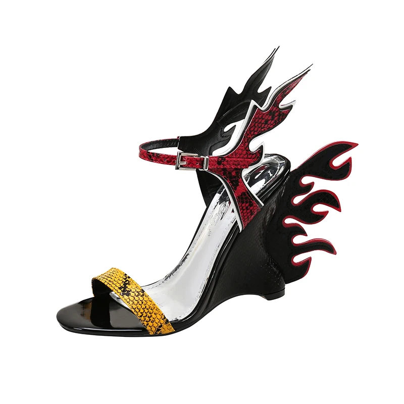 Colorful Snake Pattern Color Matching Sandals Summer New One Word with Wedge Heel Bohemian Style Flame High Heel Sandals
Colorful Snake Pattern Color Matching Sandals Summer New One Word with Wedge Heel Bohemian Style Flame High Heel Sandals
