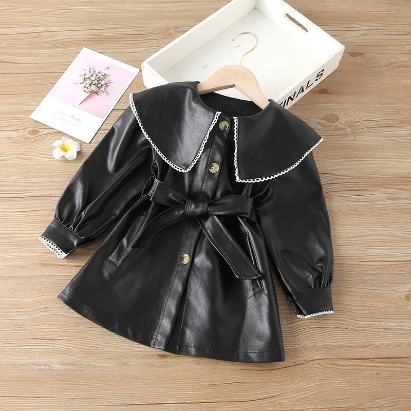 New Girls Spring Autumn Fashion Medium-long PU Leather Dress Children's Fashionable Korean Lapel Black Leather Girls Jackets
New Girls Spring Autumn Fashion Medium-long PU Leather Dress Children's Fashionable Korean Lapel Black Leather Girls Jackets