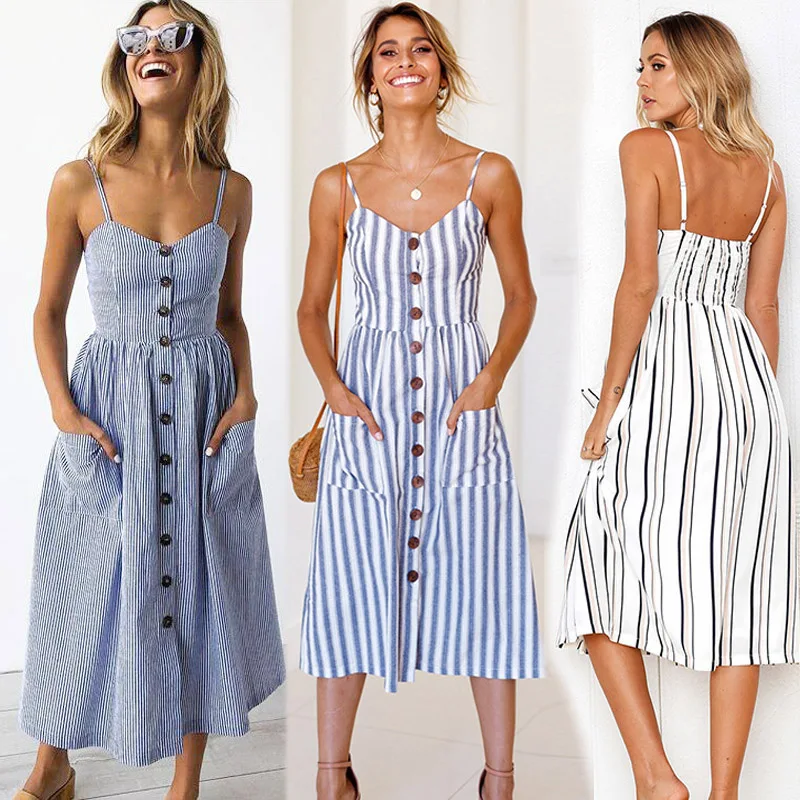 Sexy Floral Dress Summer Vintage Casual Sundress Female Beach Dress Midi Button Backless Polka Dot Striped Women DressS70
Sexy Floral Dress Summer Vintage Casual Sundress Female Beach Dress Midi Button Backless Polka Dot Striped Women DressS70