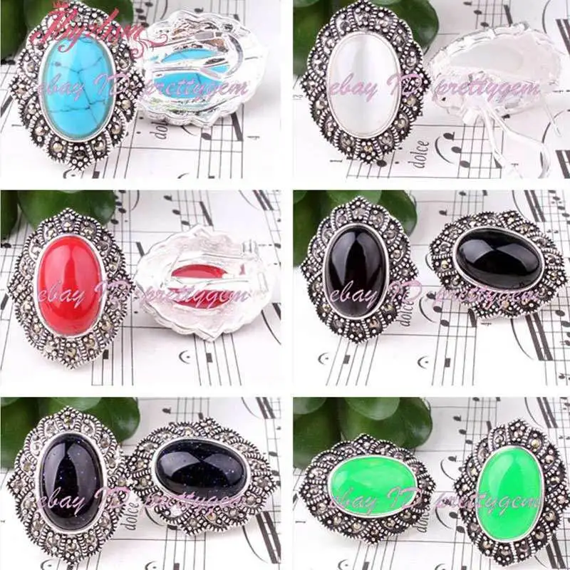 10x14mm Oval Gem Stone Beads Handwork Marcastie Tibetan Silver Trendy Fashion Clip Earring For Woman Gift 1 Pair Free shipping
10x14mm Oval Gem Stone Beads Handwork Marcastie Tibetan Silver Trendy Fashion Clip Earring For Woman Gift 1 Pair Free shipping