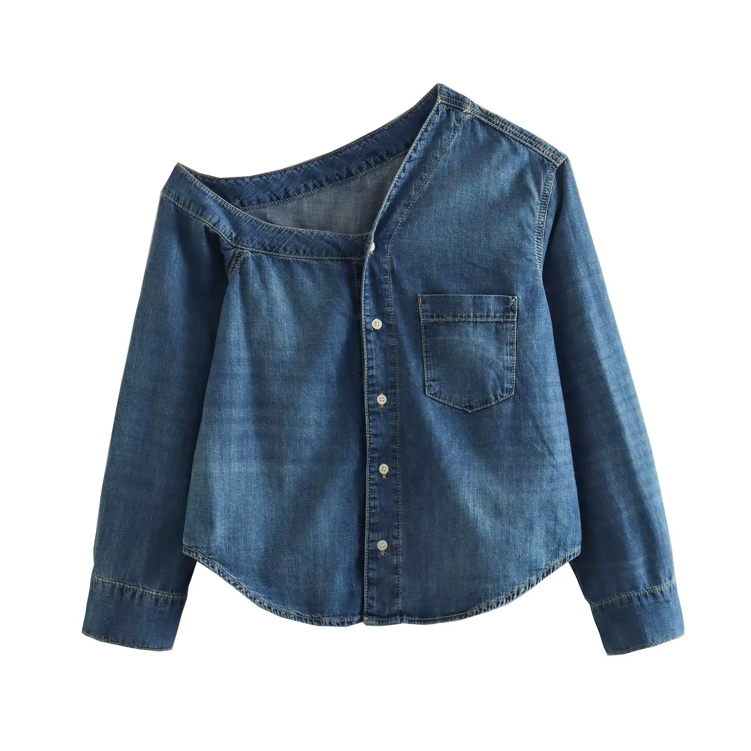Women 2023 New Fashion Asymmetric cowboy Blouses Vintage Long Sleeve Button-up Female Shirts Chic Tops
Women 2023 New Fashion Asymmetric cowboy Blouses Vintage Long Sleeve Button-up Female Shirts Chic Tops