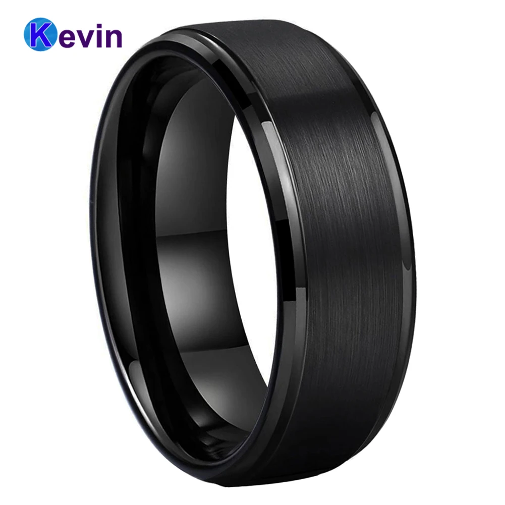 Men Women Tungsten Carbide Ring Black Wedding Band Stepped Beveled Brushed Finish 6MM 8MM Comfort Fit
Men Women Tungsten Carbide Ring Black Wedding Band Stepped Beveled Brushed Finish 6MM 8MM Comfort Fit