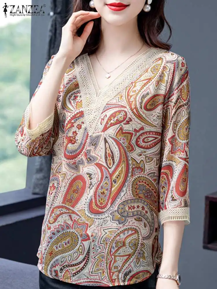 ZANZEA летняя Этническая блузка с цветочным принтом женская богемная блуза с v-образным вырезом и рукавом 3/4 винтажная кружевная Лоскутная руб...
ZANZEA летняя Этническая блузка с цветочным принтом женская богемная блуза с v-образным вырезом и рукавом 3/4 винтажная кружевная Лоскутная руб...