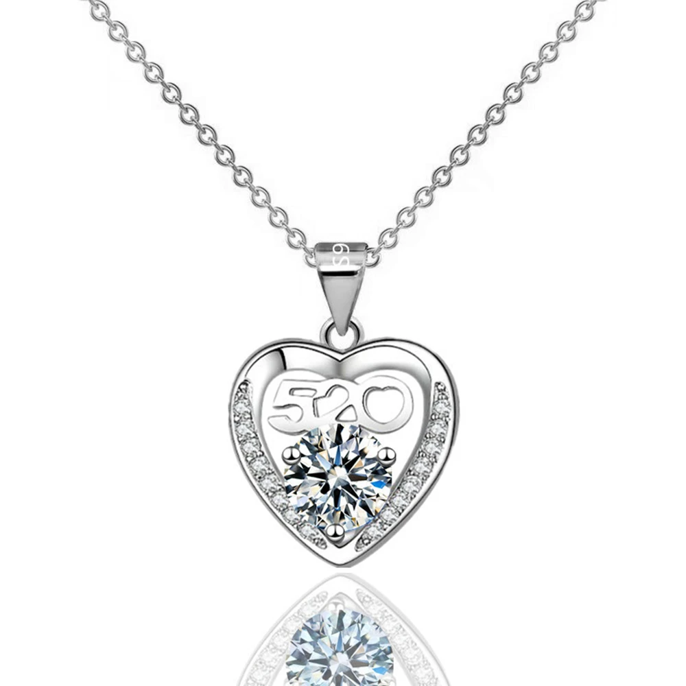 Top Quality Silver Color Women Necklace Fashion 520 Heart Zircon Necklaces For Women Girl Anniversary Party Jewelry Accessories
Top Quality Silver Color Women Necklace Fashion 520 Heart Zircon Necklaces For Women Girl Anniversary Party Jewelry Accessories