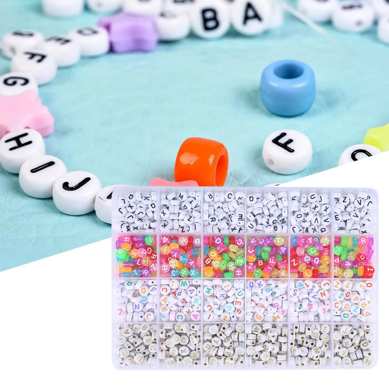 1200 Pieces Alphabet Letter Beads Set Loose Bead for DIY Necklaces Earrings
1200 Pieces Alphabet Letter Beads Set Loose Bead for DIY Necklaces Earrings