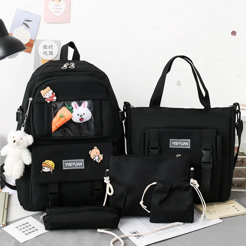 5Pcs/set Canvas Laptop Backpack School Bags for Teenage Girls College Student Kawaii Backpacks Bookbag Women Handbags Mochila
5Pcs/set Canvas Laptop Backpack School Bags for Teenage Girls College Student Kawaii Backpacks Bookbag Women Handbags Mochila