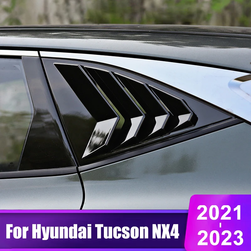

For Hyundai Tucson NX4 2021 2022 2023 N Line Hybrid Car Side Rear Window Louver Shutter Cover Trim Accessories 1Pair ABS Carbon