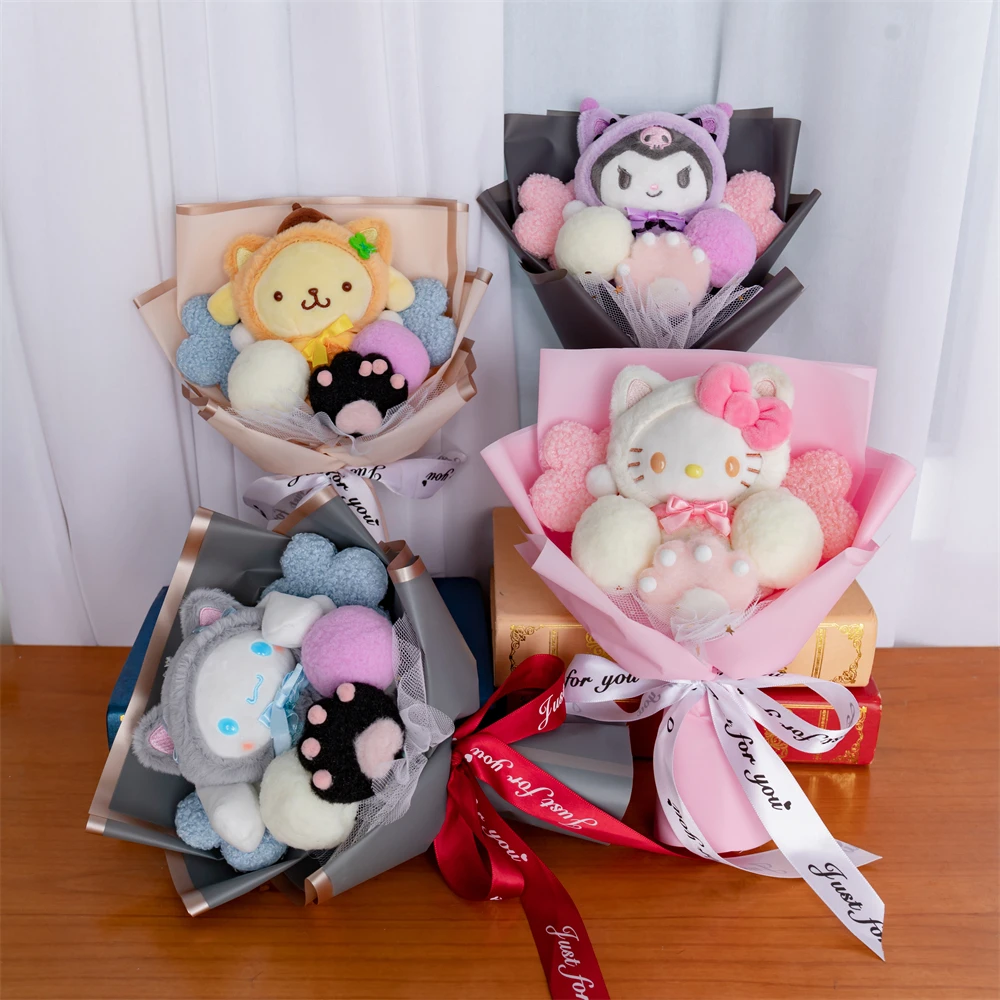

My Melody Cinnamoroll Kt Cat Anime Doll Toy Cartoon Plush Bouquet Kuromi Woman Valentine's Day Girls Christmas Graduation Gifts