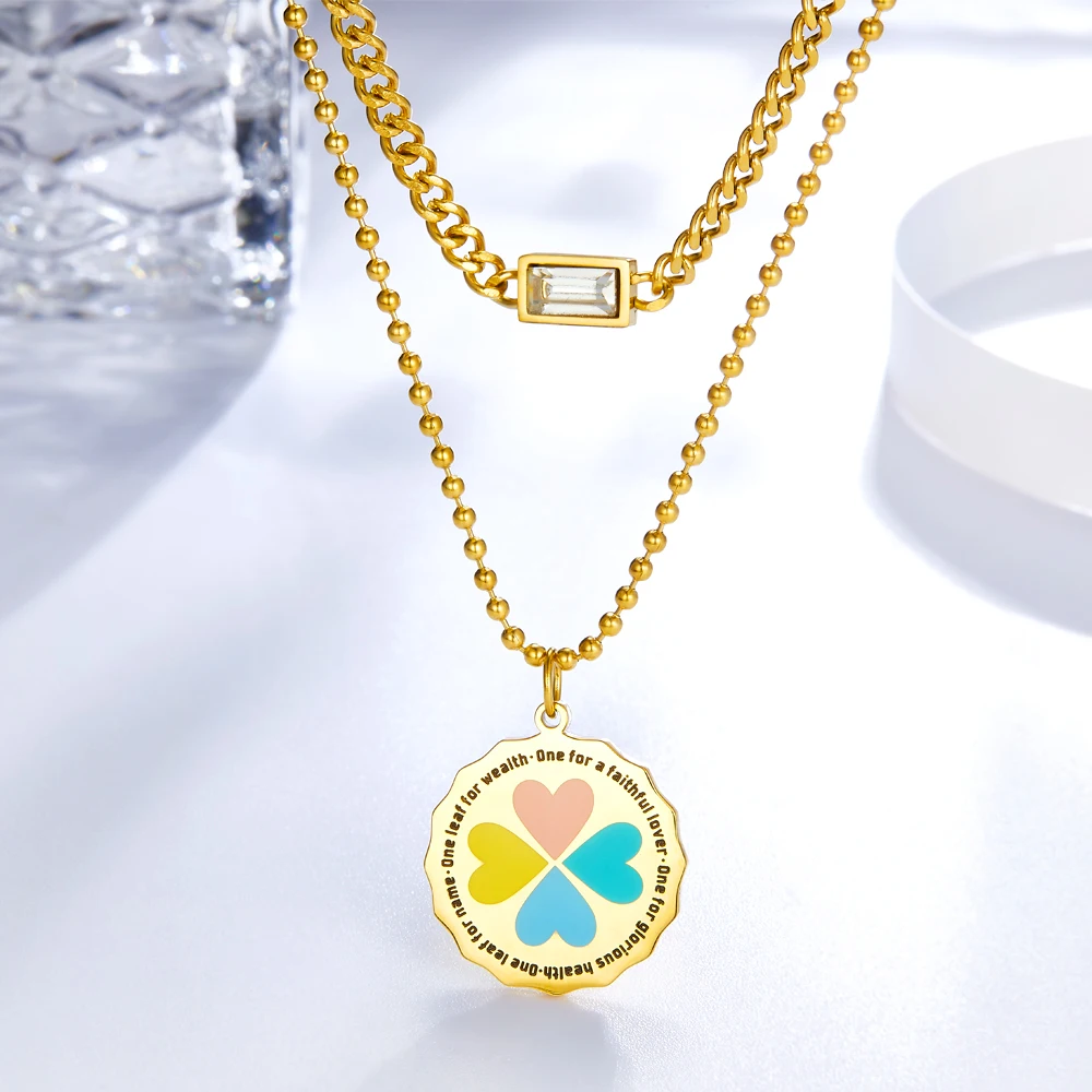 2 Layered Round Pendant Rectangle Crystal Necklace For Women Party Chain Jewellry Stainless Steel Choker collares para mujer 
2 Layered Round Pendant Rectangle Crystal Necklace For Women Party Chain Jewellry Stainless Steel Choker collares para mujer