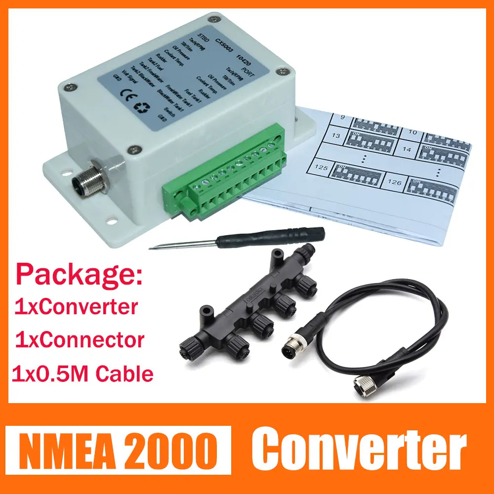 

Преобразователь NMEA2000 для подключения до 18 датчиков, адаптер разъема HD 0,5 м ~ 4 м, кабели длиной 0-190 Ом, P67, водонепроницаемый для лодки и яхты
