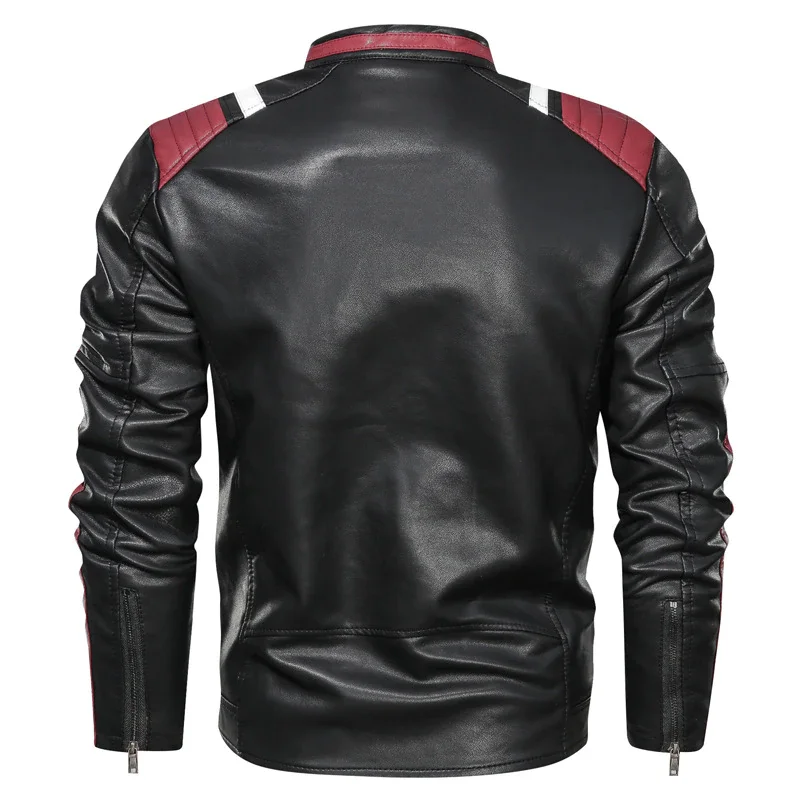 

Мужская повседневная кожаная куртка, мотоциклетная куртка с воротником-стойкой, приталенный стиль, качественная кожаная куртка для мужчин,...