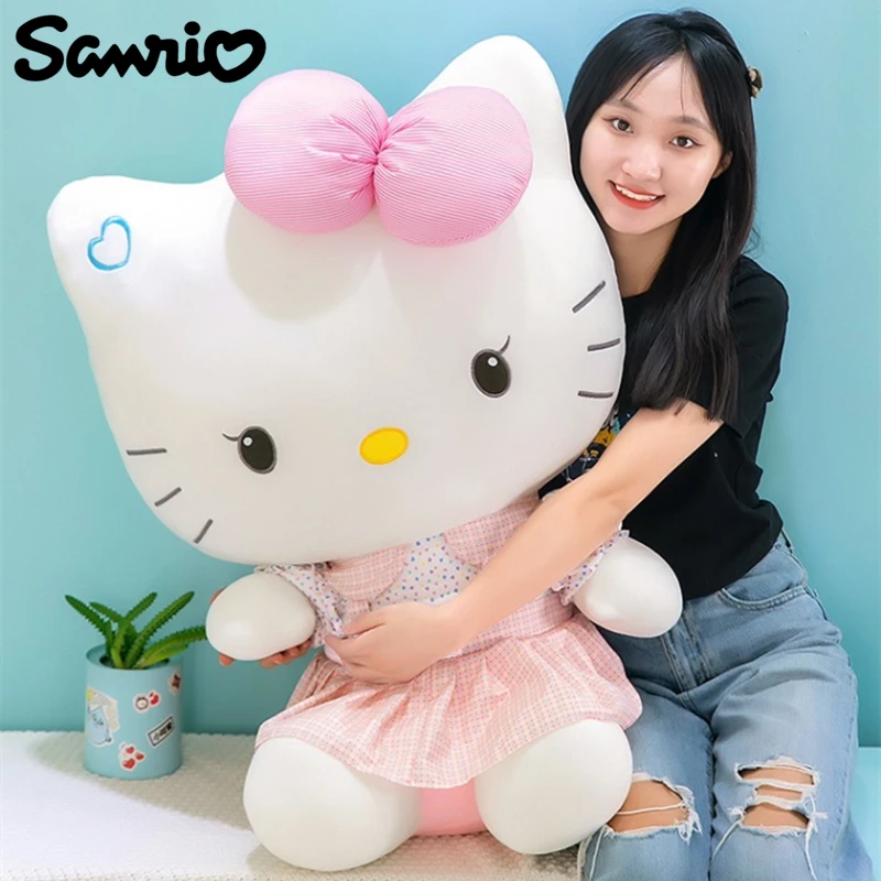 

Sanrio Large Hello Kitty Plush Toys Kawaii Anime Movie KT Cat Stuffed Doll Soft Hellokitty Plushies Children Christmas Gift