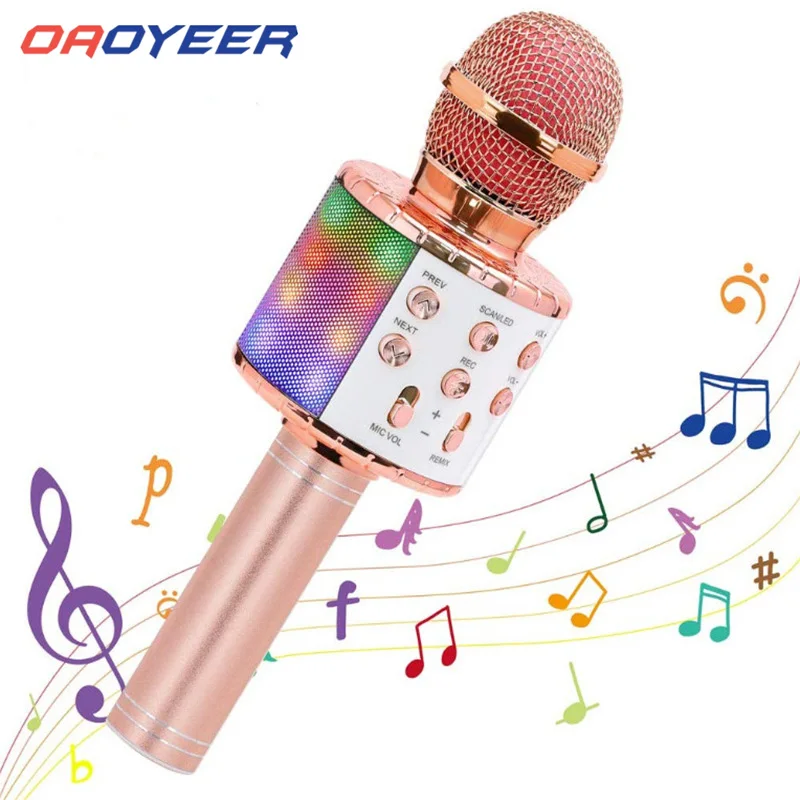 Wireless Bluetooth-compatible Karaoke Microphone Handheld Portable Speaker Home Player with LED Lights Record Function for Kids
Wireless Bluetooth-compatible Karaoke Microphone Handheld Portable Speaker Home Player with LED Lights Record Function for Kids