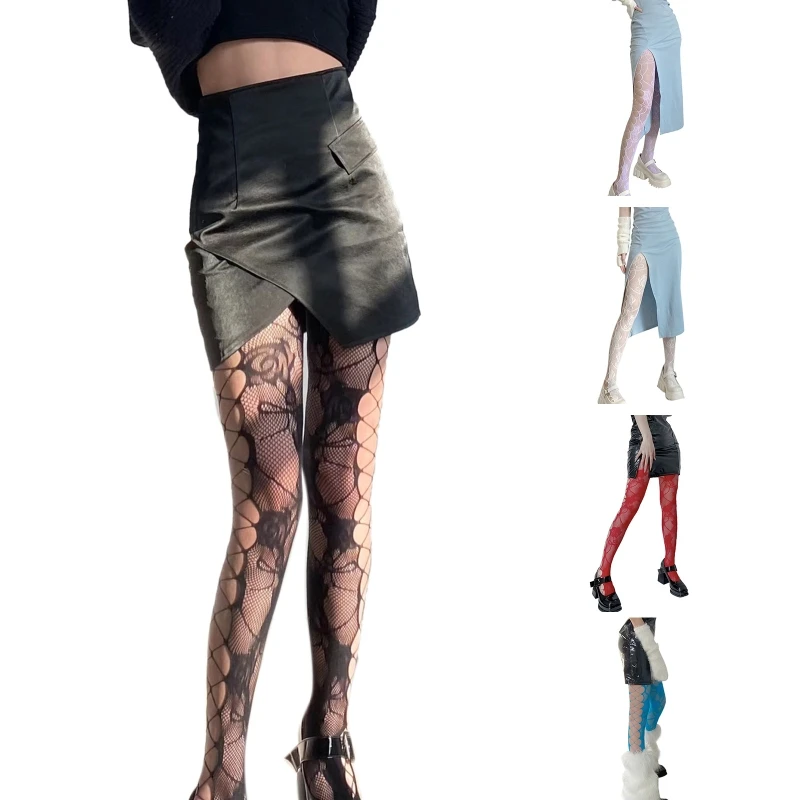 Women Gothic Punk Colorful Fishnet Pantyhose Side Crisscross Hole Rose Flower Jacquard Patterned Tattoo Tights Sexy Sheer 066C
Women Gothic Punk Colorful Fishnet Pantyhose Side Crisscross Hole Rose Flower Jacquard Patterned Tattoo Tights Sexy Sheer 066C